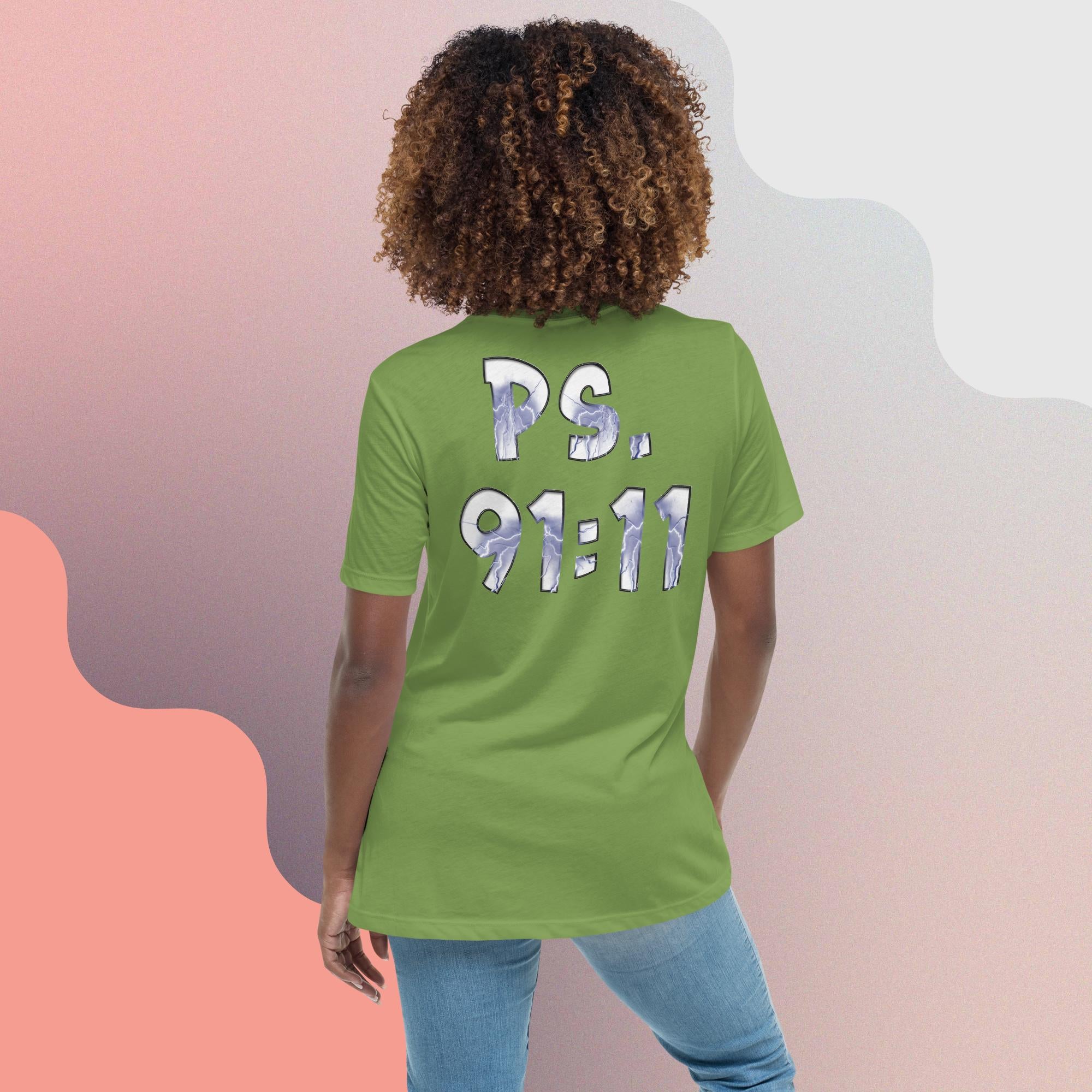 Ps. 91:11 - Blue Fire Angel - Women's Relaxed T-Shirt