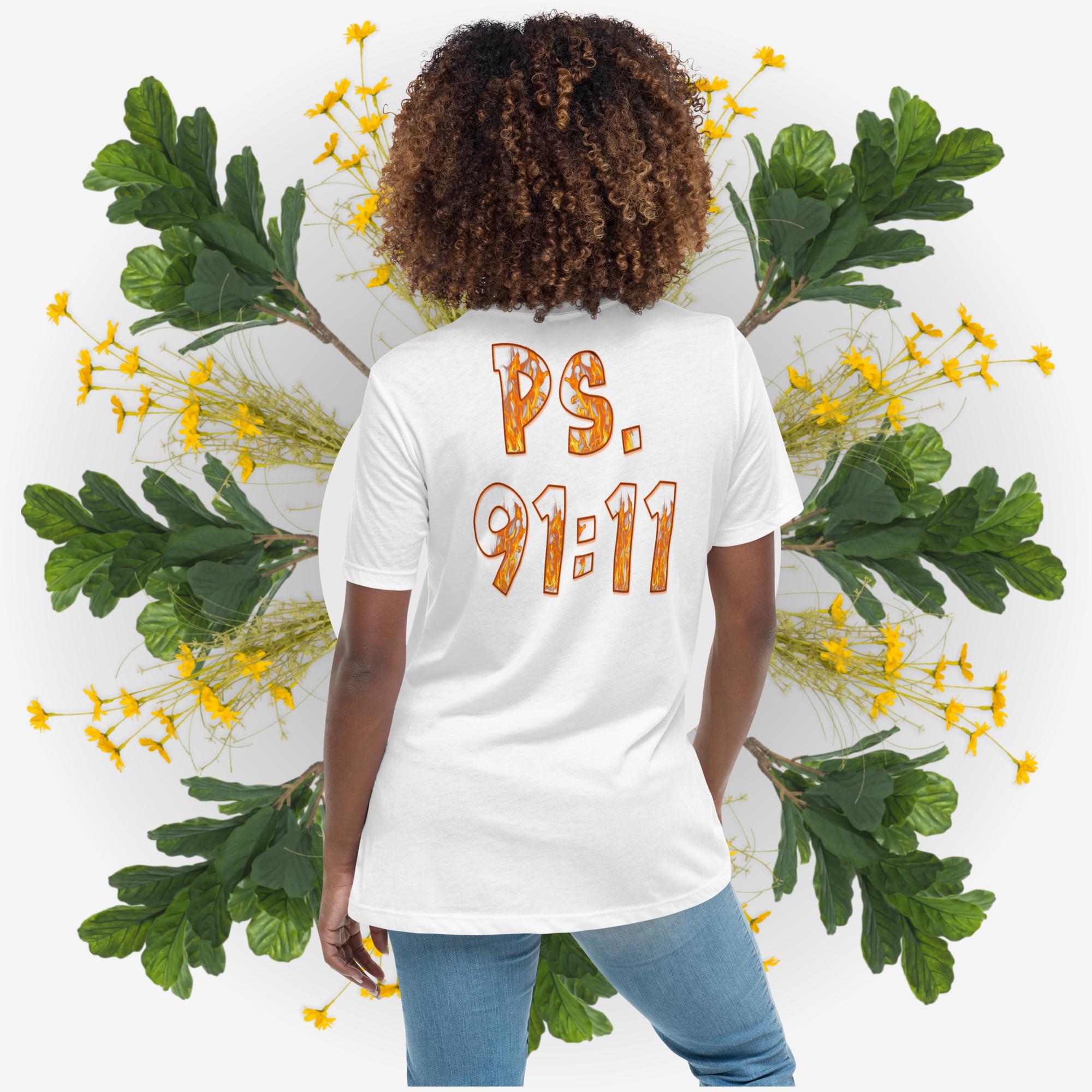 Ps. 91:11 Angel Fire Orange - Women's Relaxed T-Shirt