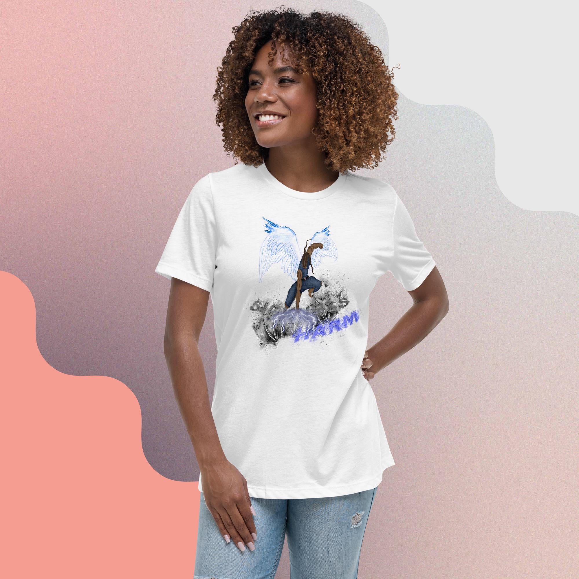 Ps. 91:11 - Blue Fire Angel - Women's Relaxed T-Shirt