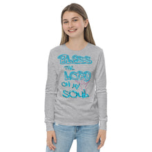 Load image into Gallery viewer, Bless theLord Oh My Soul Ps. 127:3 - Youth long sleeve tee
