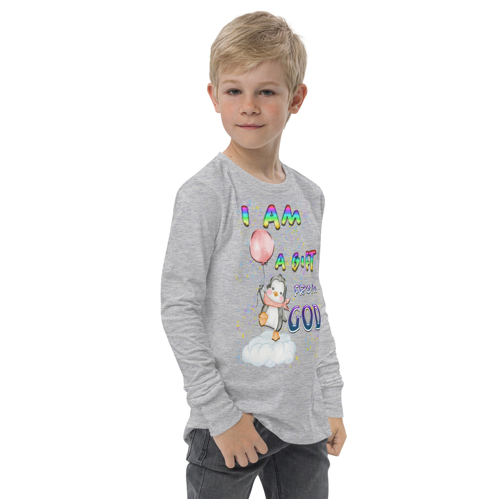 I Am A Gift of God Ps. 127:3 - Youth long sleeve tee BELLA + CANVAS 3501Y