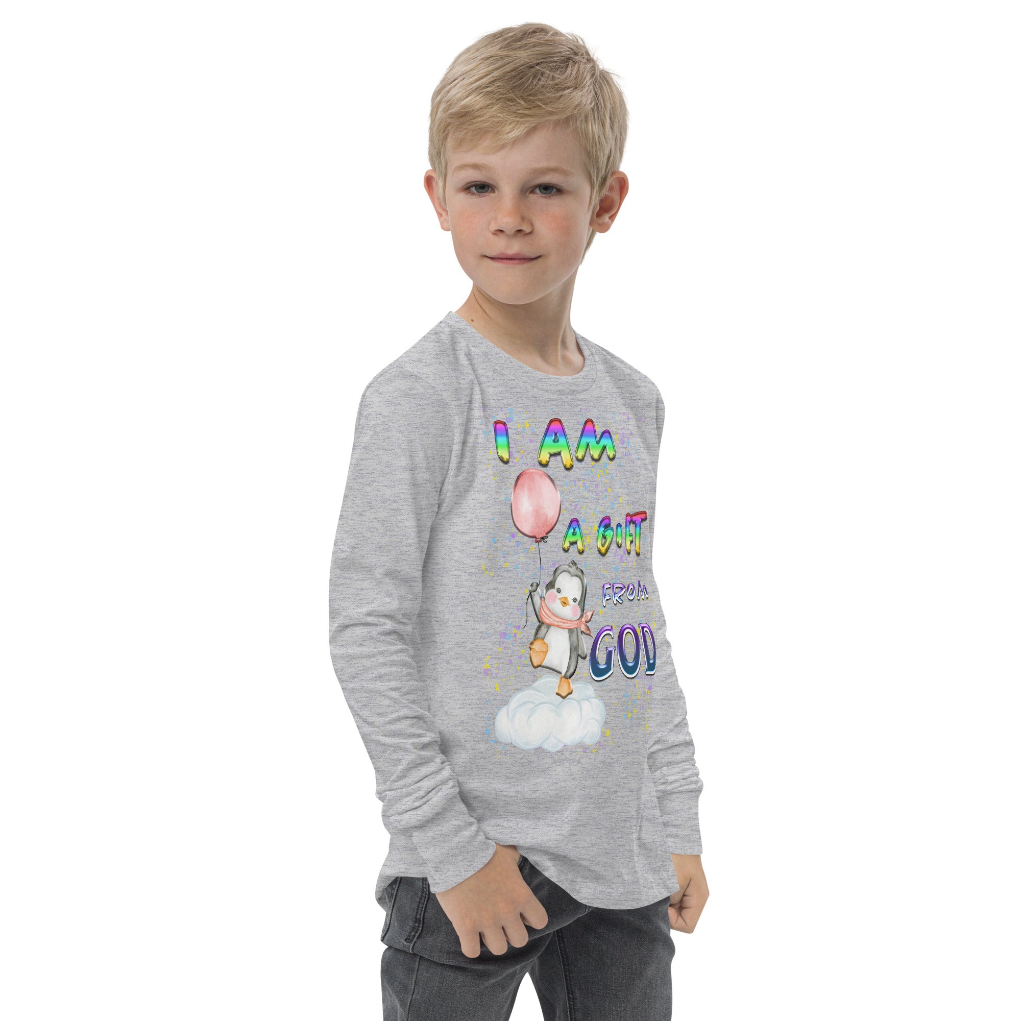I Am A Gift of God Ps. 127:3 - Youth long sleeve tee BELLA + CANVAS 3501Y
