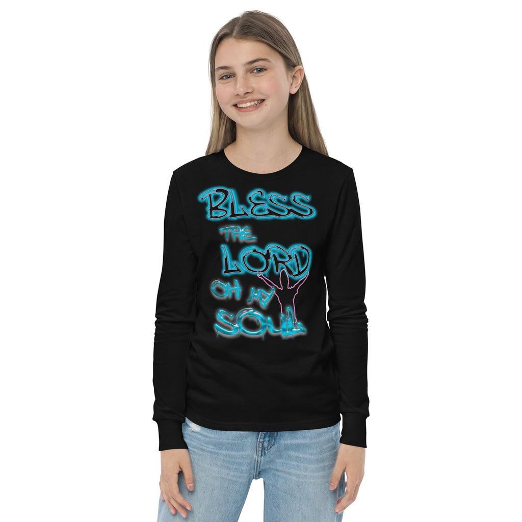Bless theLord Oh My Soul Ps. 127:3 - Youth long sleeve tee BELLA + CANVAS 3501Y