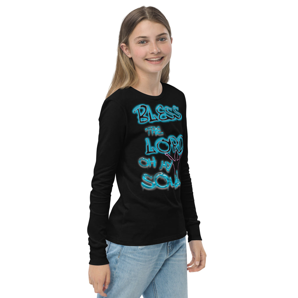 Bless theLord Oh My Soul Ps. 127:3 - Youth long sleeve tee BELLA + CANVAS 3501Y