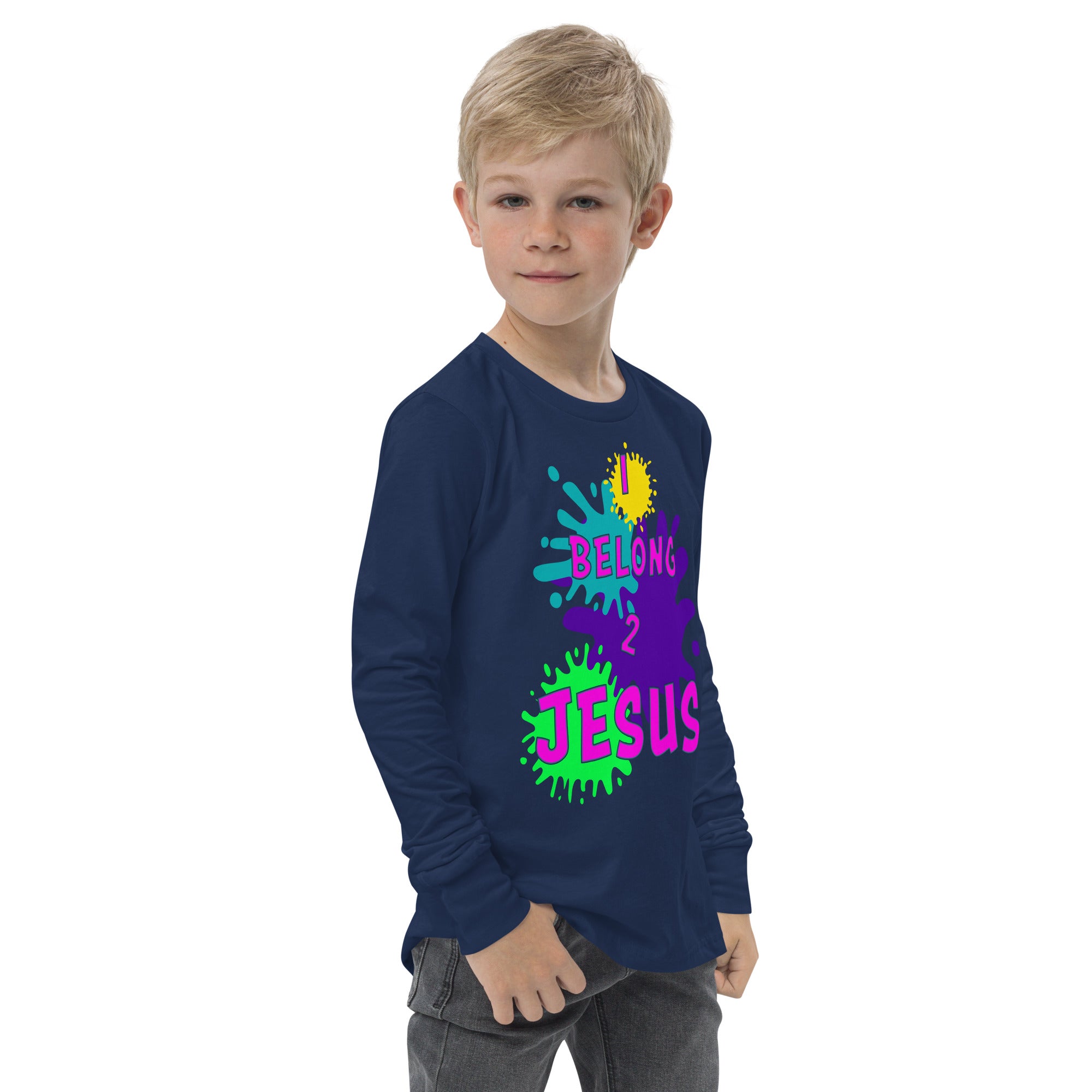 I Belong 2-JESUS - Youth long sleeve tee BELLA + CANVAS 3501Y