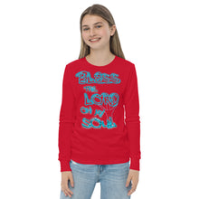 Load image into Gallery viewer, Bless theLord Oh My Soul Ps. 127:3 - Youth long sleeve tee
