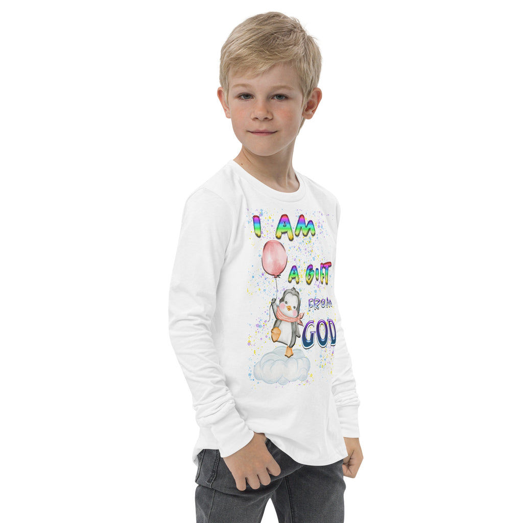 I Am A Gift of God Ps. 127:3 - Youth long sleeve tee BELLA + CANVAS 3501Y