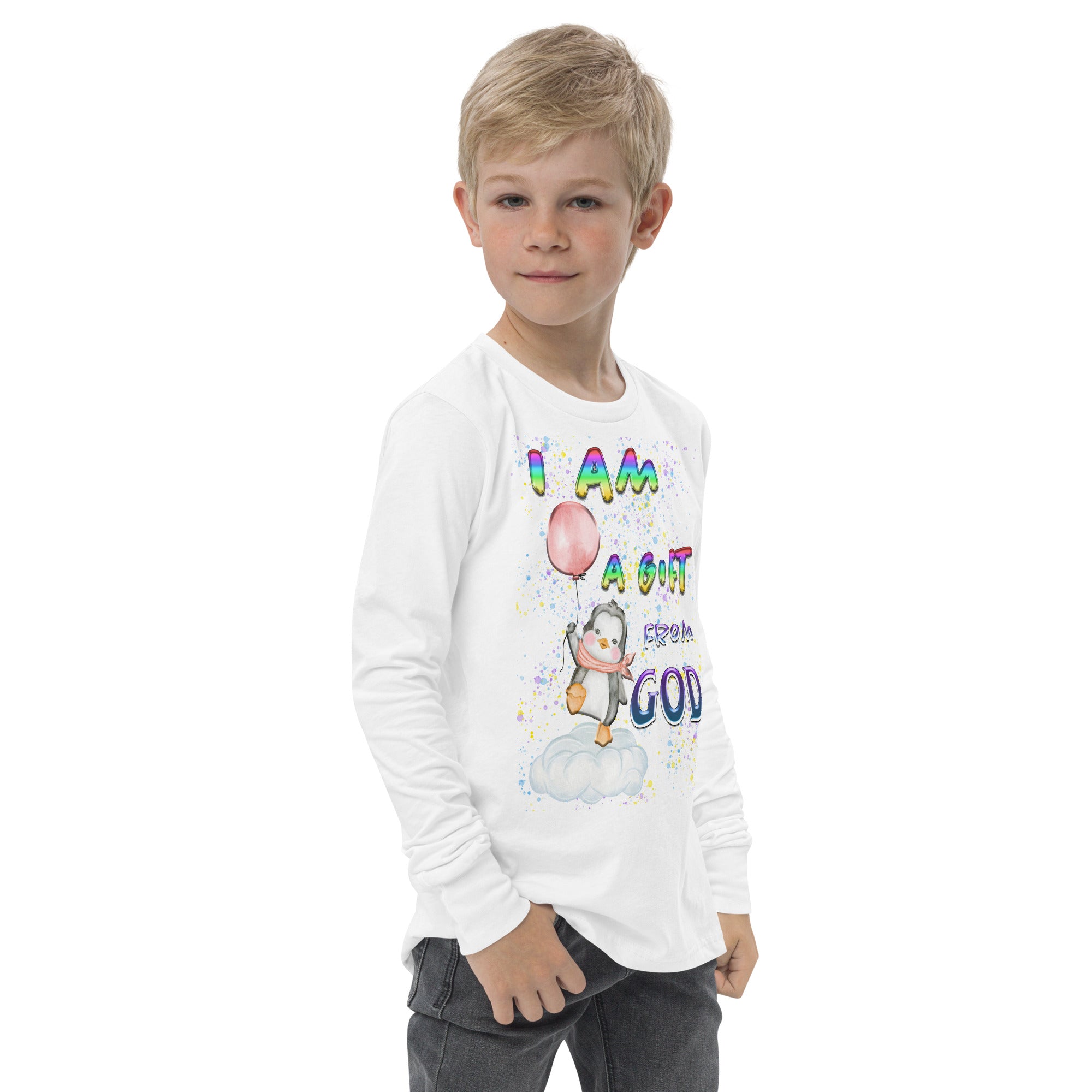 I Am A Gift of God Ps. 127:3 - Youth long sleeve tee BELLA + CANVAS 3501Y